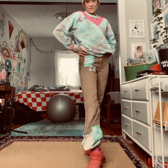 GUC Babaton ultra high waisted patchwork chord homemade bell bottoms - Picture 14 of 16